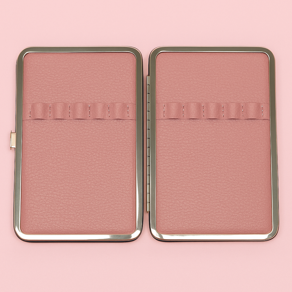 Pink & gold tweezers case